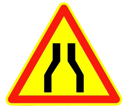 خطر مؤقت لطريق ضيقة من الجهتين