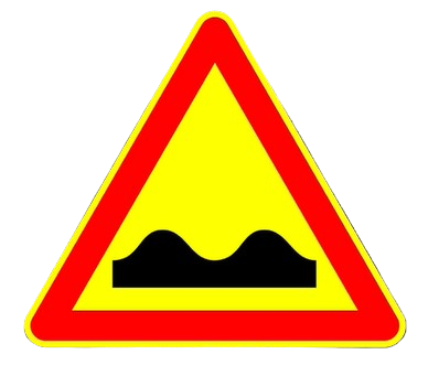 خطر مؤقت لطريق بها حدبة أو حدبات