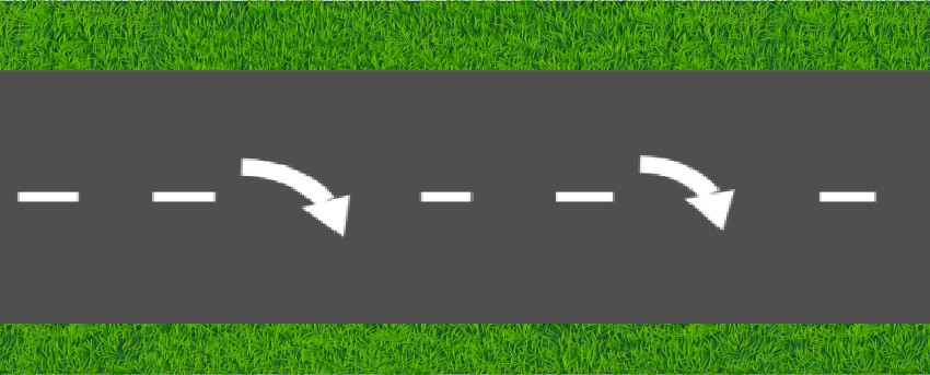 خط متقطع بأسهم الانحياز