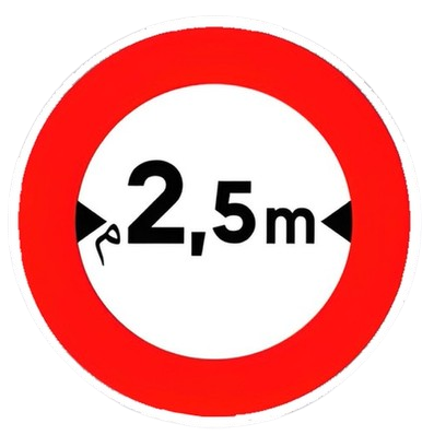 ولوج ممنوع على المركبات التي يزيد عرضها مع الحمولة عن العدد المشار إليه