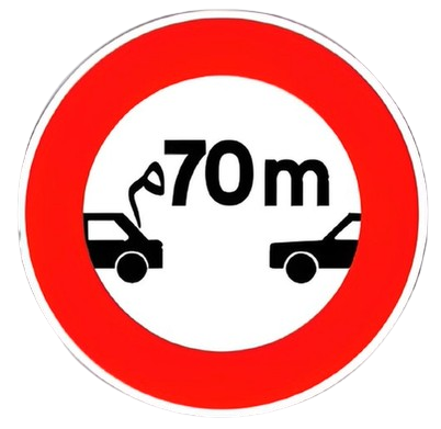 ممنوع على المركبات السير دون ترك مسافة دنيا فاصلة تساوي العدد المشار إليه